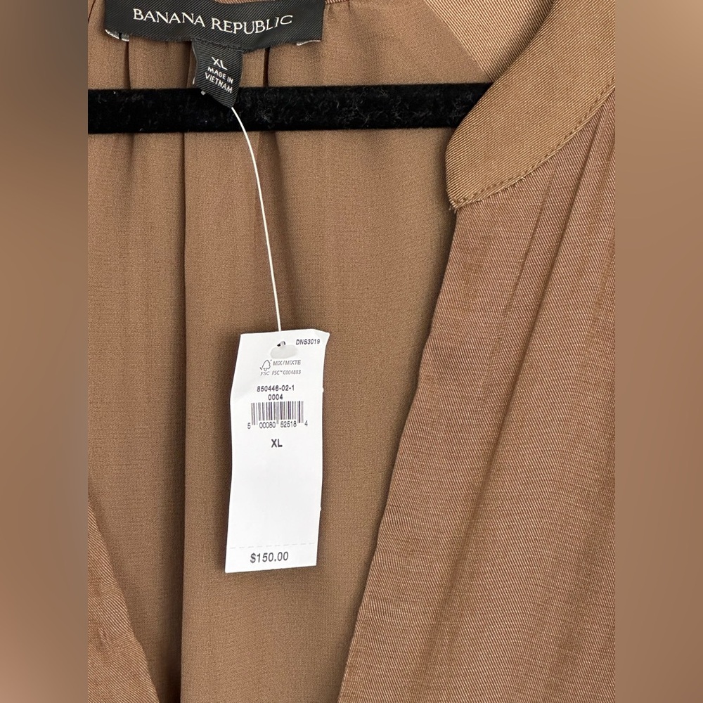 NWT Banana Republic Fit & Flare Tiered Dress Brown Long Sleeve Size 14 - Picture 7 of 13
